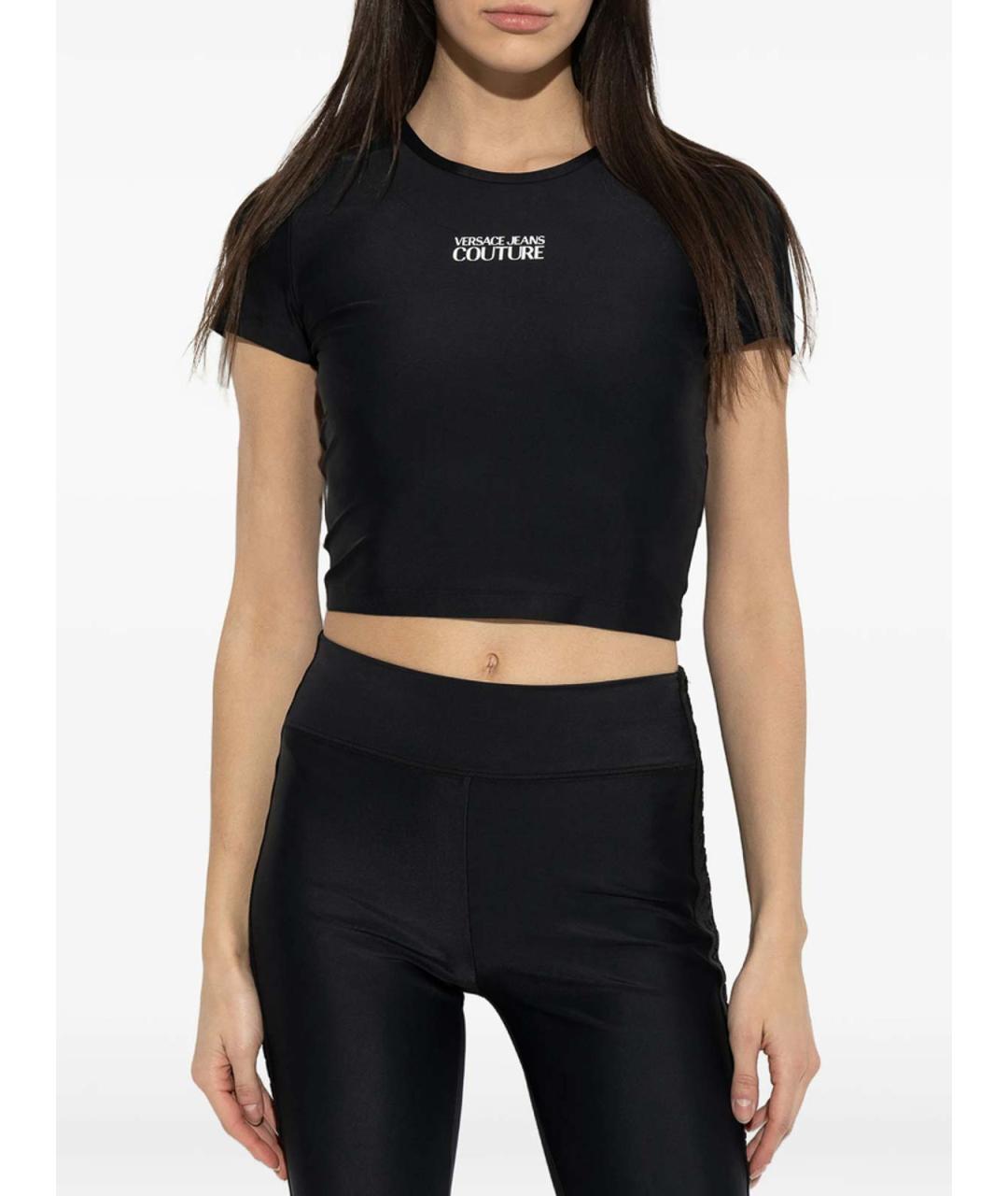 VERSACE JEANS COUTURE Черная полиамидовая футболка, фото 3