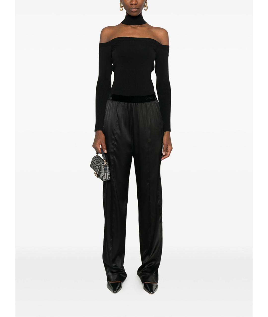 TOM FORD Черные шелковые прямые брюки, фото 3