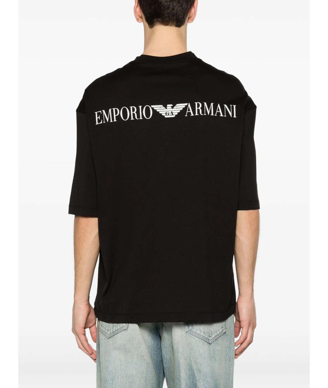 EMPORIO ARMANI Черная хлопковая футболка, фото 5