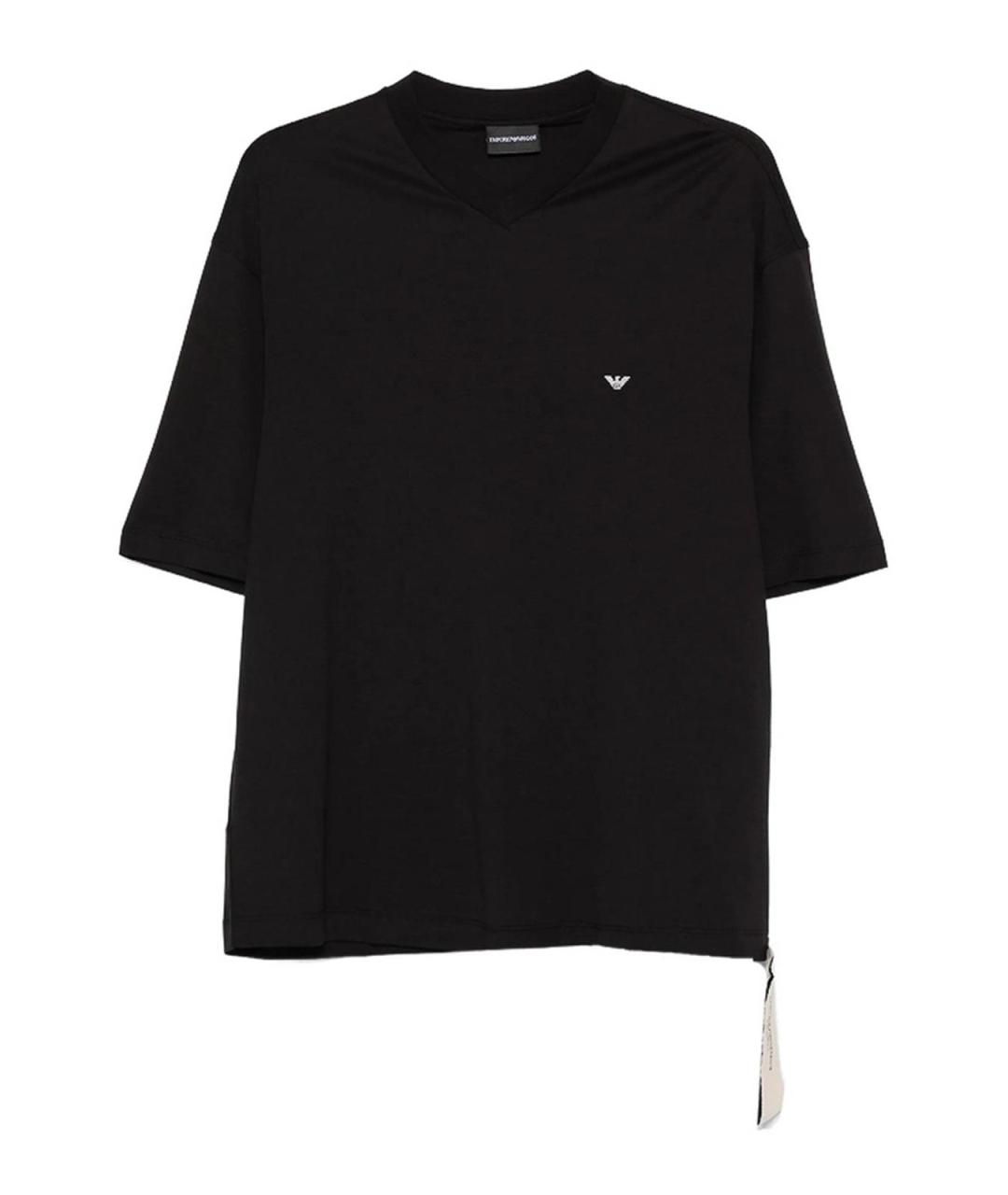EMPORIO ARMANI Черная хлопковая футболка, фото 1