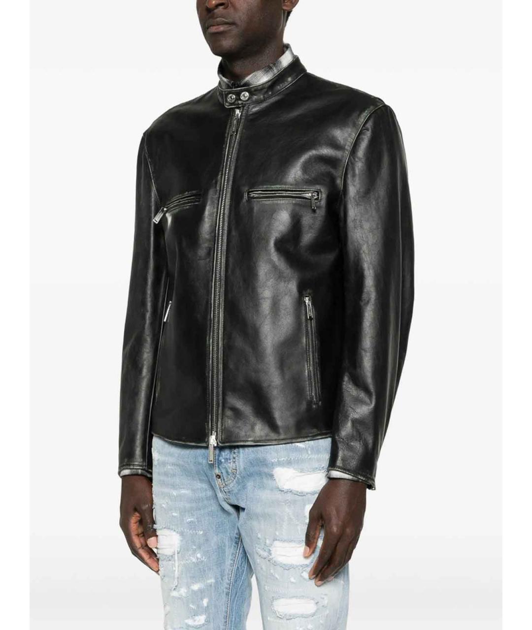 DSQUARED2 Черная кожаная куртка, фото 3
