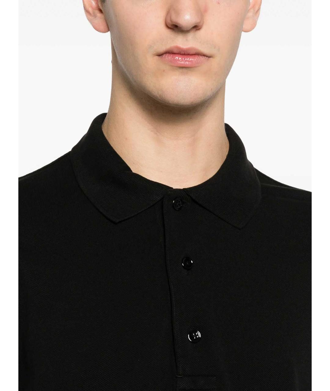 TOM FORD Черное хлопковое поло с коротким рукавом, фото 4