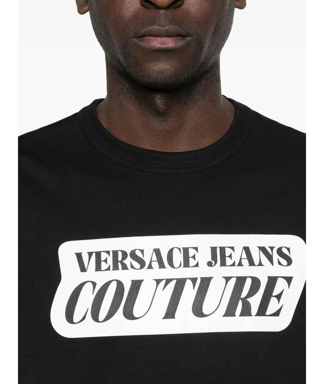VERSACE JEANS COUTURE Черная хлопковая футболка, фото 4