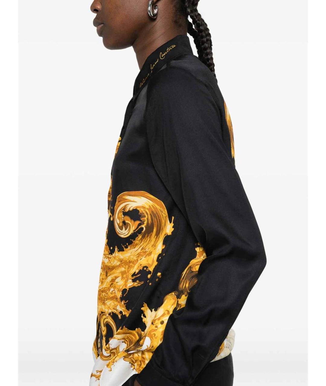 VERSACE JEANS COUTURE Черная вискозная рубашка, фото 4