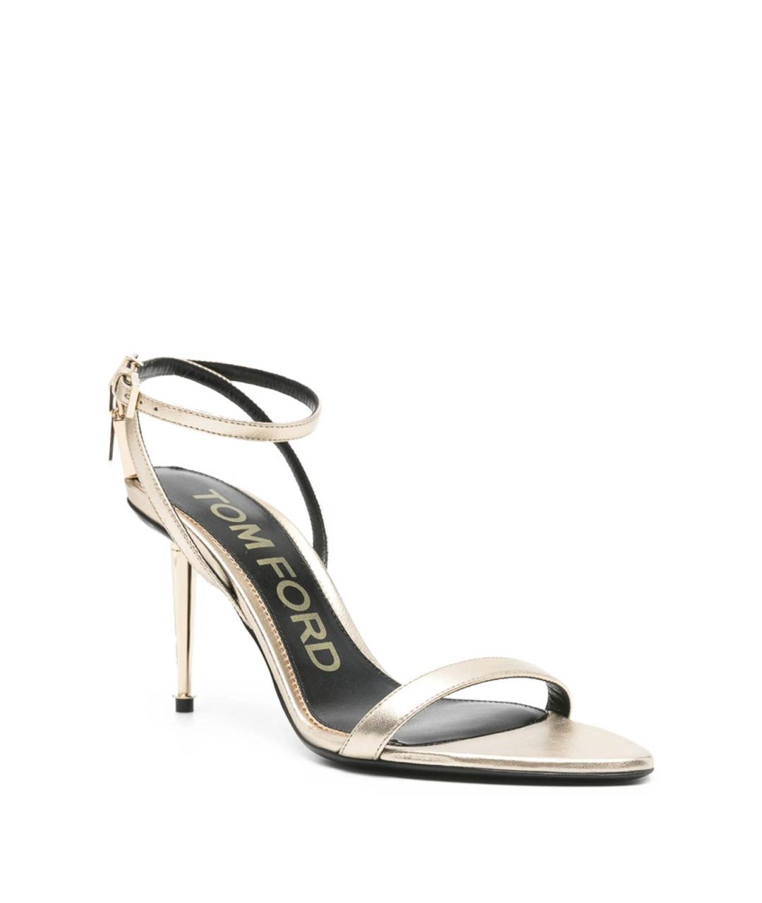 TOM FORD Золотые кожаные босоножки, фото 3