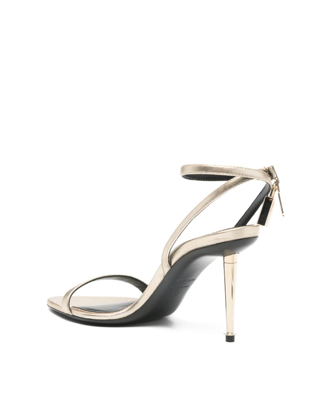 TOM FORD Золотые кожаные босоножки, фото 4