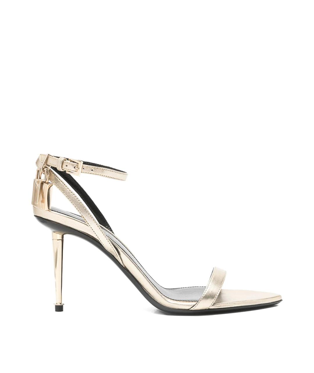 TOM FORD Золотые кожаные босоножки, фото 1