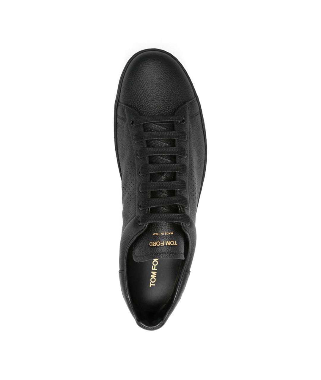 TOM FORD Черные кожаные низкие кроссовки / кеды, фото 3