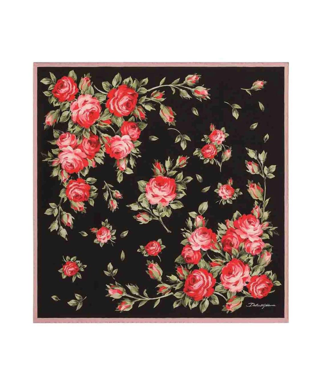 DOLCE&GABBANA Черный шелковый платок, фото 1