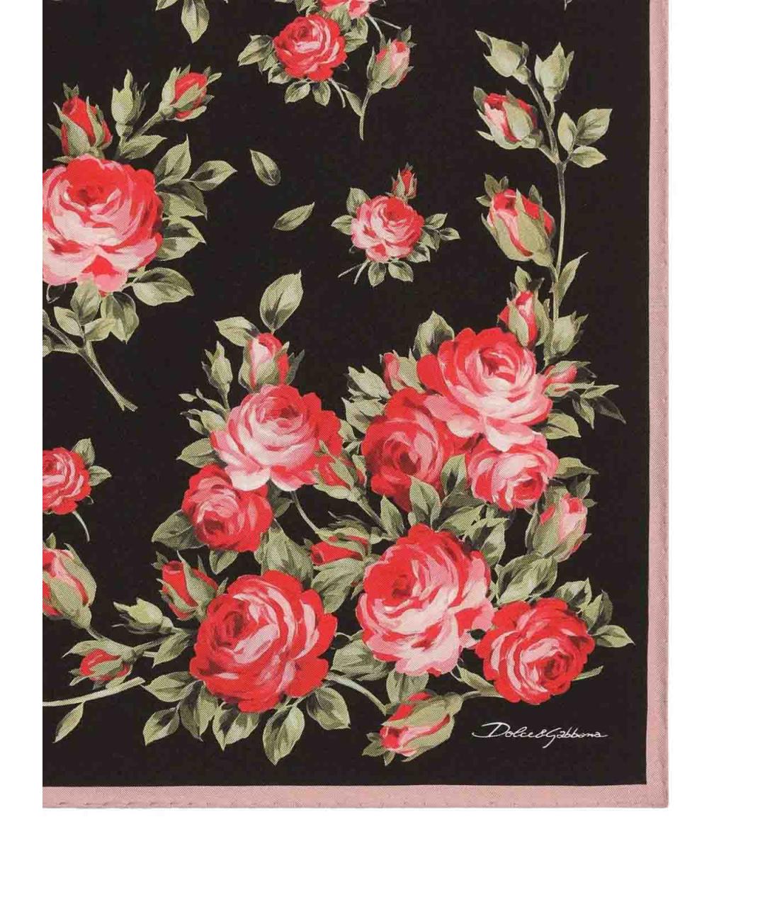 DOLCE&GABBANA Черный шелковый платок, фото 2