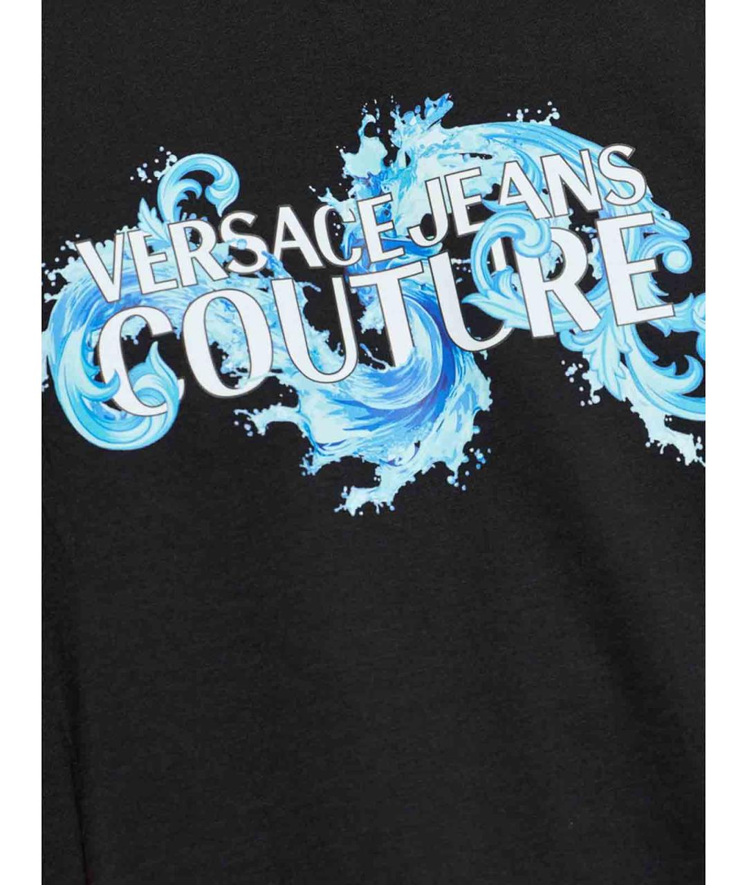 VERSACE JEANS COUTURE Черная хлопковая футболка, фото 5