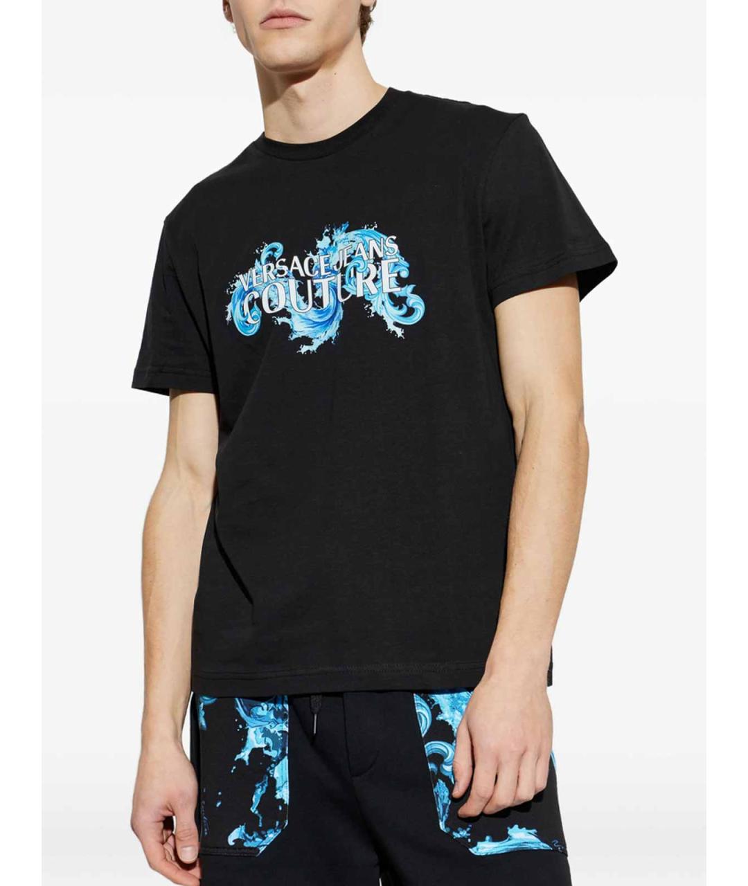 VERSACE JEANS COUTURE Черная хлопковая футболка, фото 2