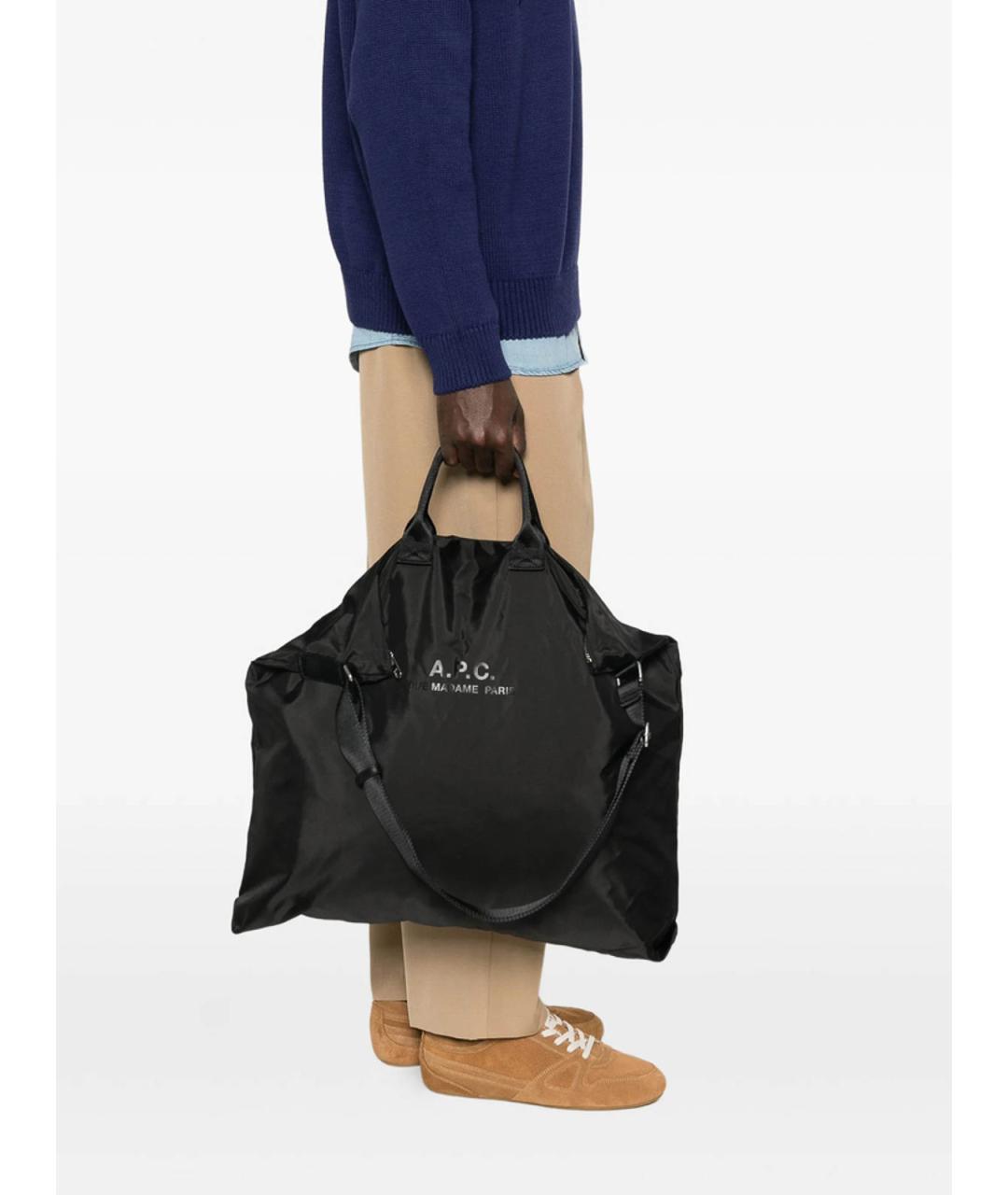 A.P.C. Черная синтетическая сумка тоут, фото 5