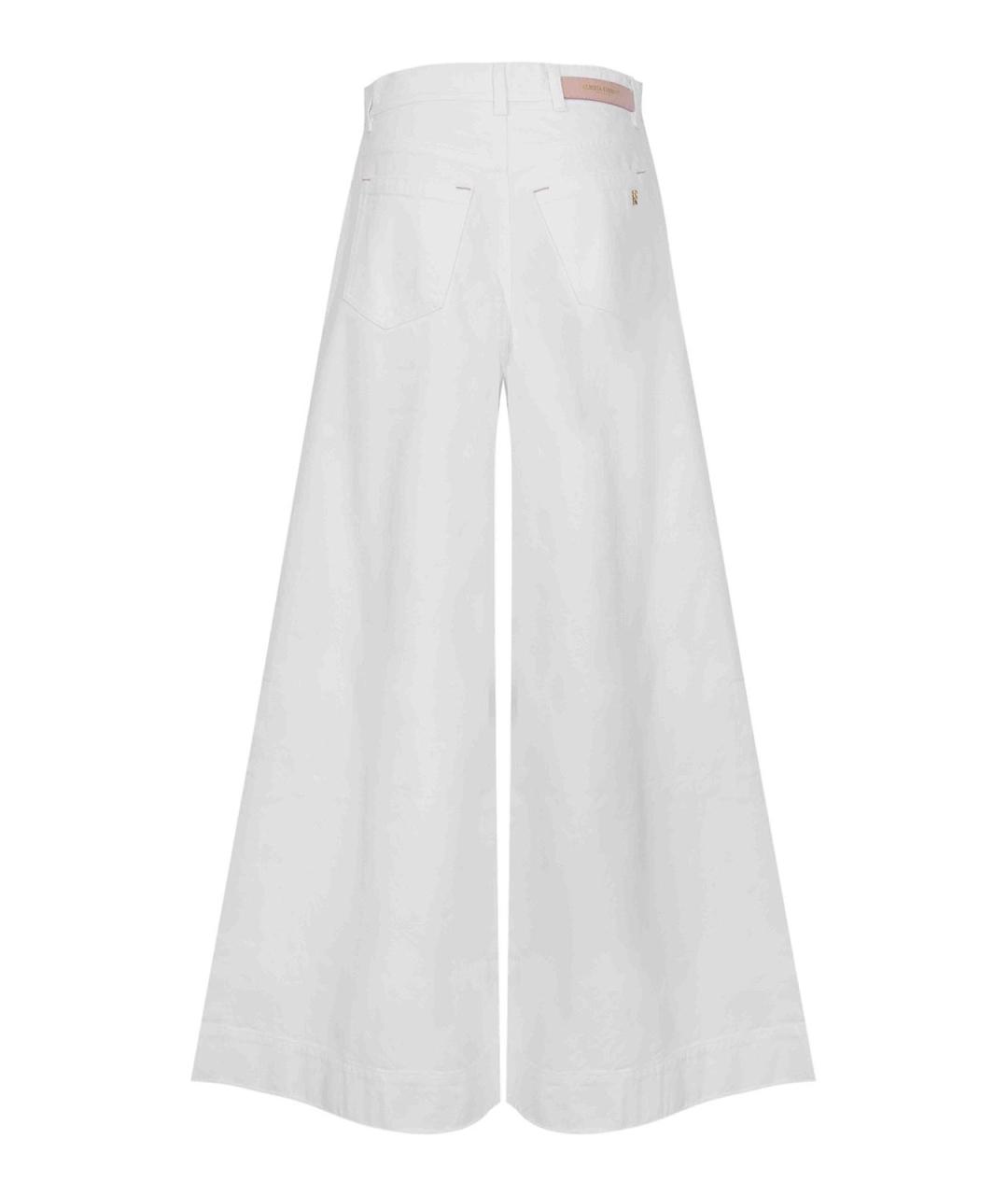 ALBERTA FERRETTI Белые хлопковые прямые джинсы, фото 2