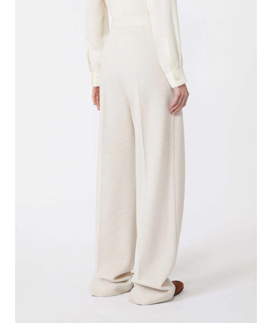 MAX MARA Бежевые шерстяные брюки широкие, фото 4