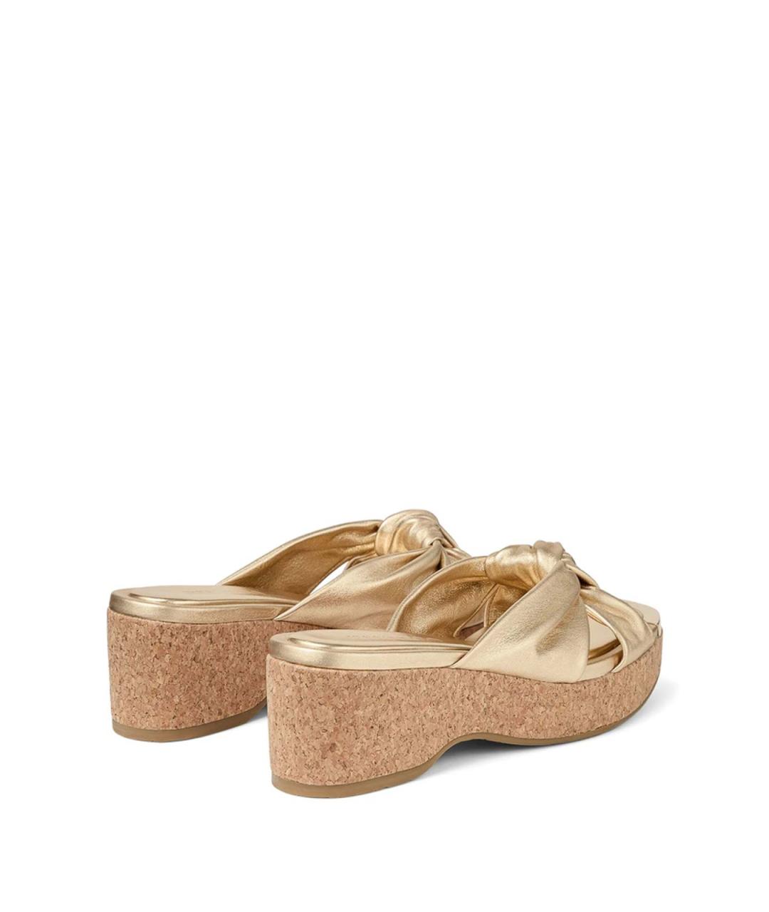 JIMMY CHOO Золотые кожаные мюли, фото 2