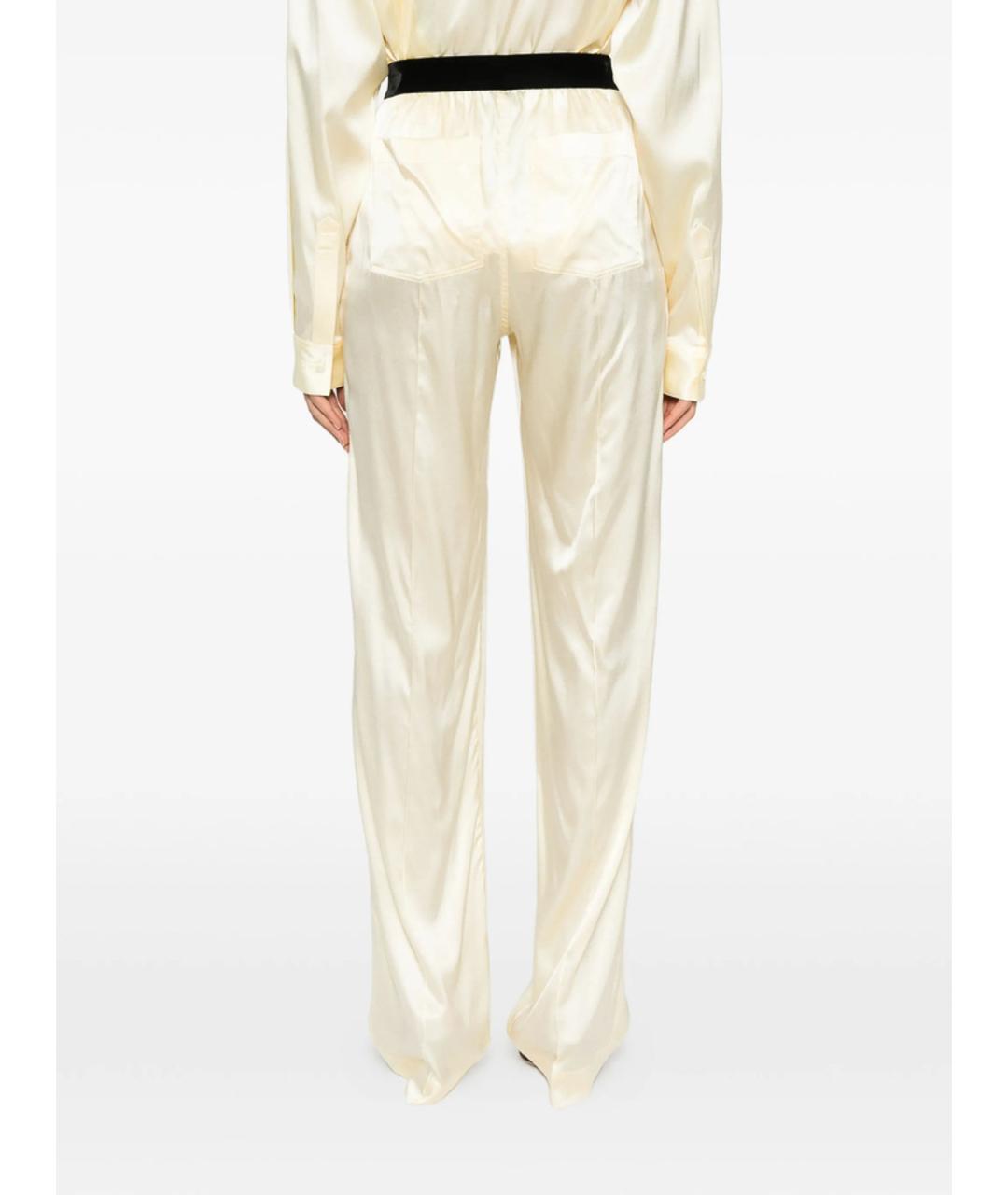 TOM FORD Бежевые шелковые прямые брюки, фото 2
