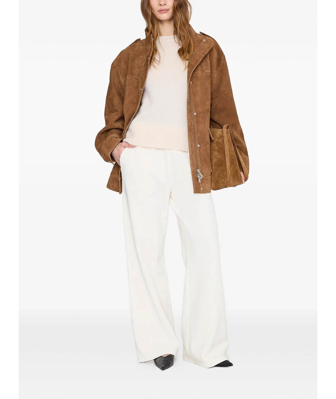 ANINE BING Бежевые хлопковые брюки широкие, фото 4