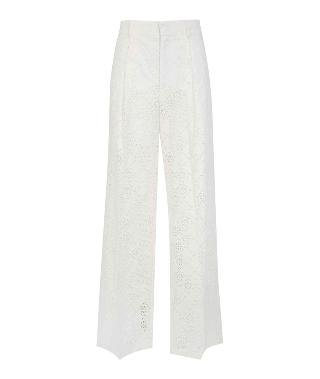 ALBERTA FERRETTI Белые хлопковые прямые брюки, фото 1