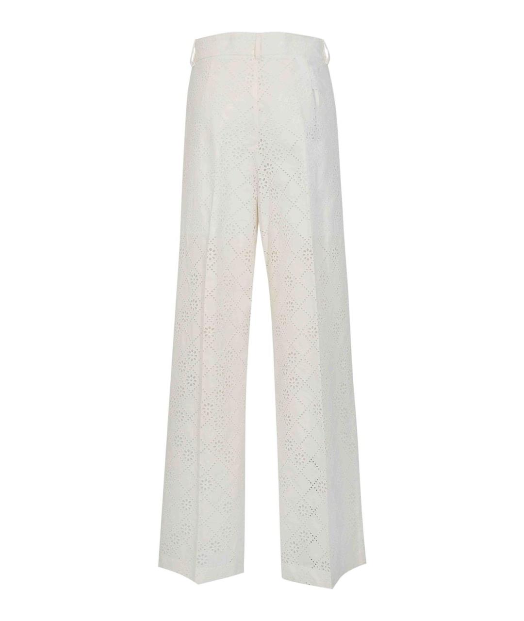 ALBERTA FERRETTI Белые хлопковые прямые брюки, фото 2