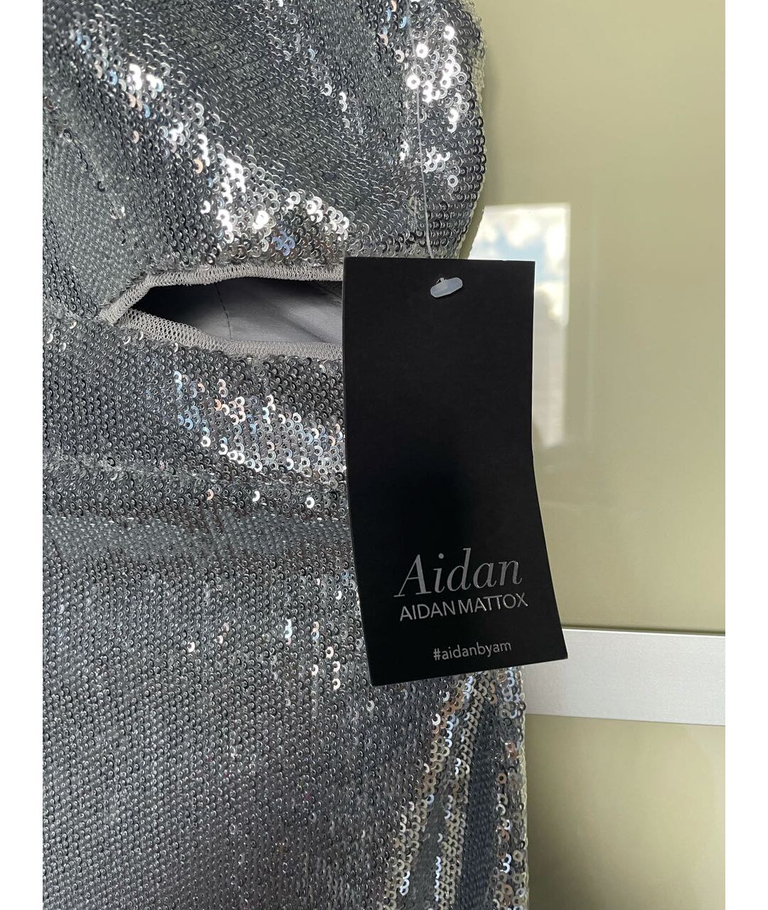 AIDAN MATTOX Серебряное полиэстеровое вечернее платье, фото 4