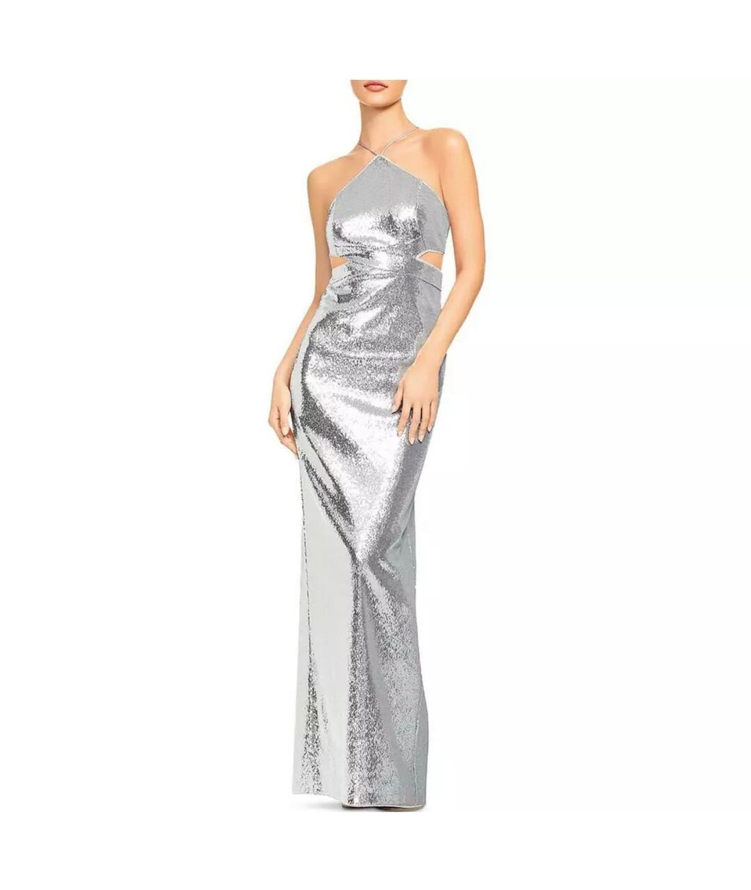 AIDAN MATTOX Серебряное полиэстеровое вечернее платье, фото 9