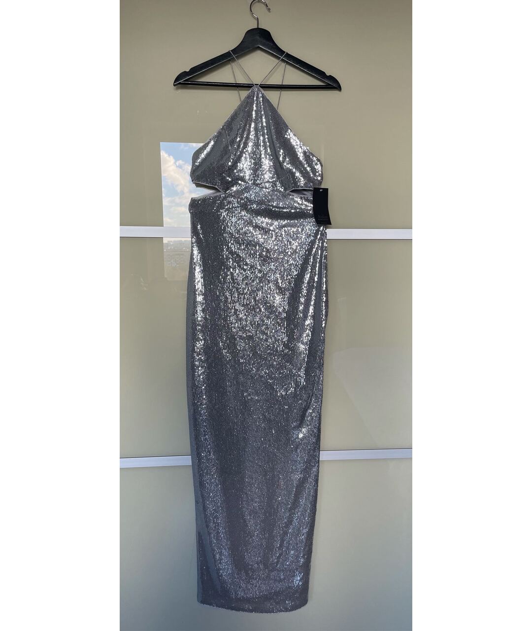 AIDAN MATTOX Серебряное полиэстеровое вечернее платье, фото 2
