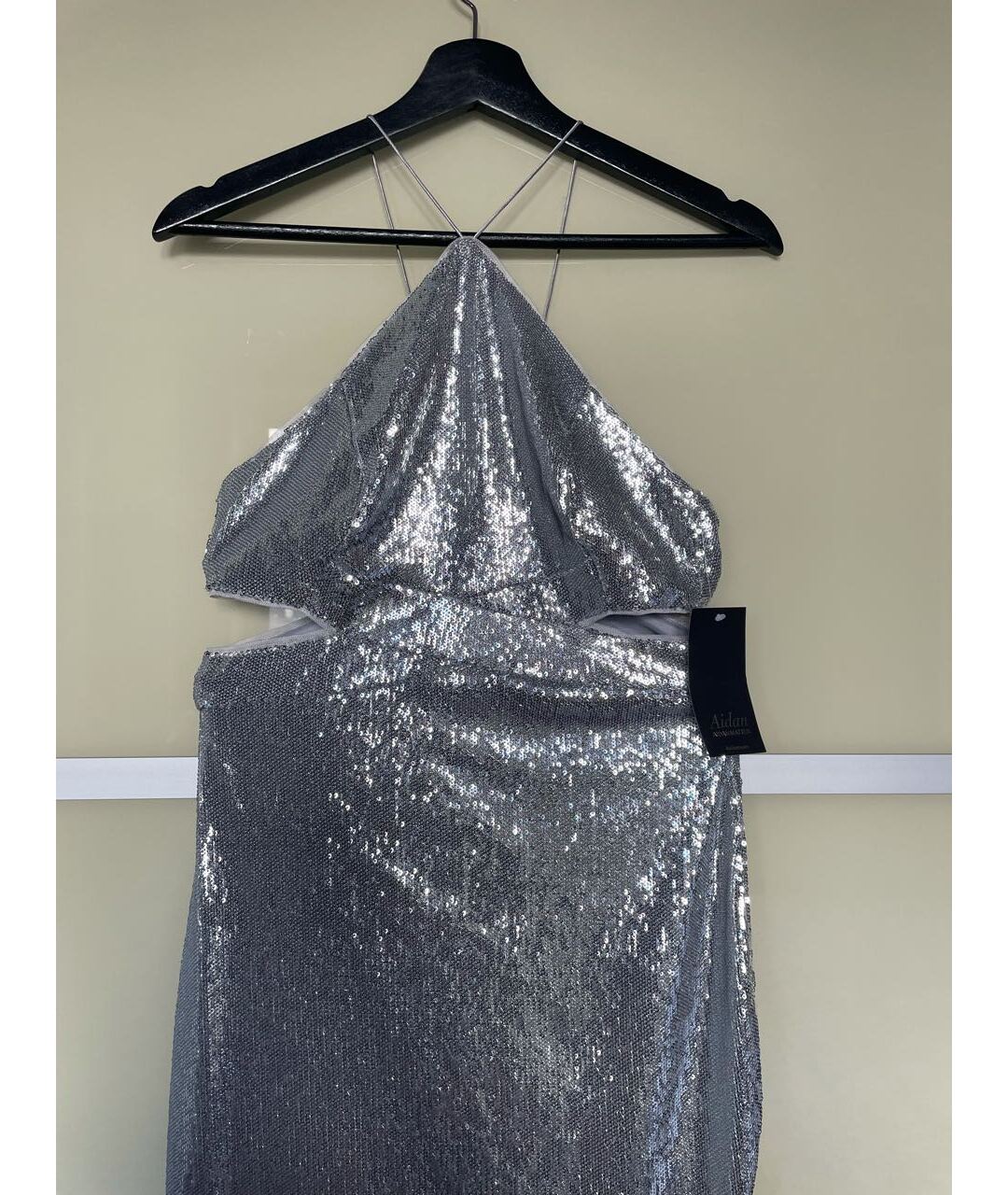 AIDAN MATTOX Серебряное полиэстеровое вечернее платье, фото 3