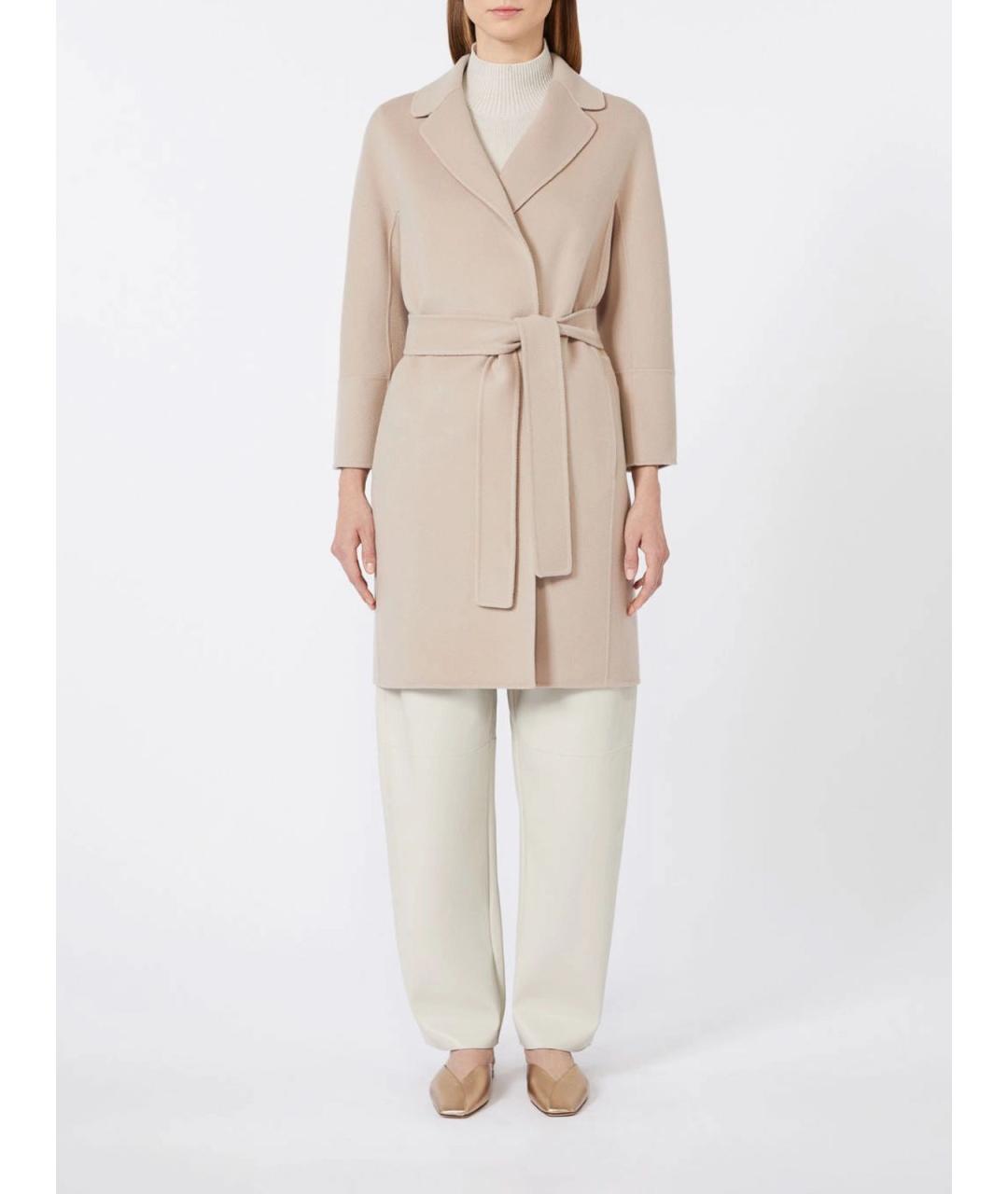 'S MAX MARA Бежевое шерстяное пальто, фото 3