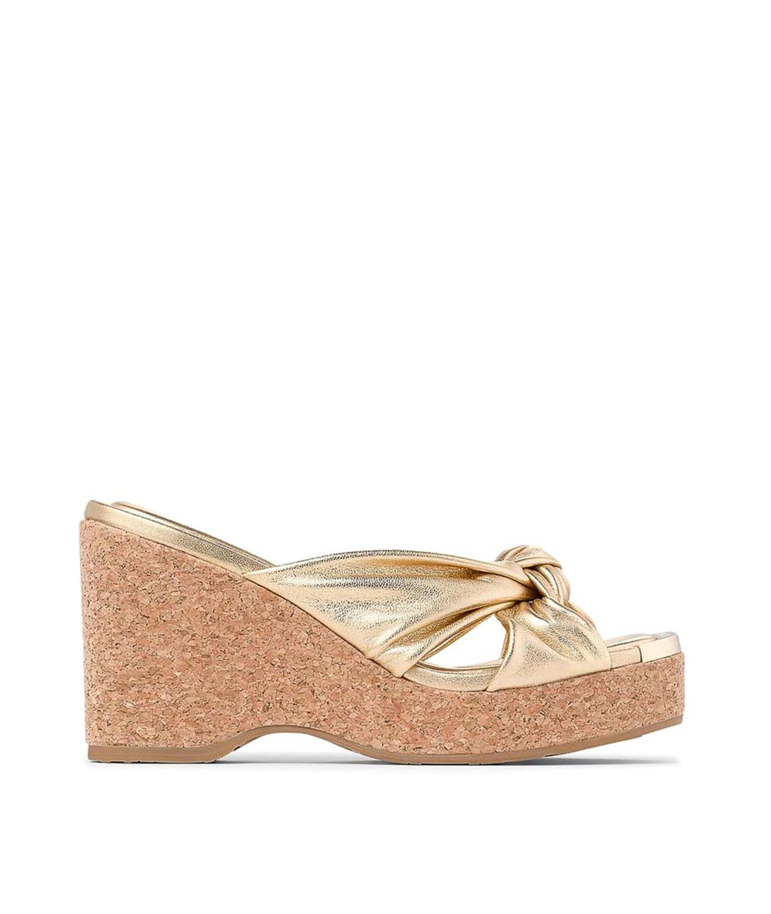 JIMMY CHOO Золотые кожаные сабо, фото 1