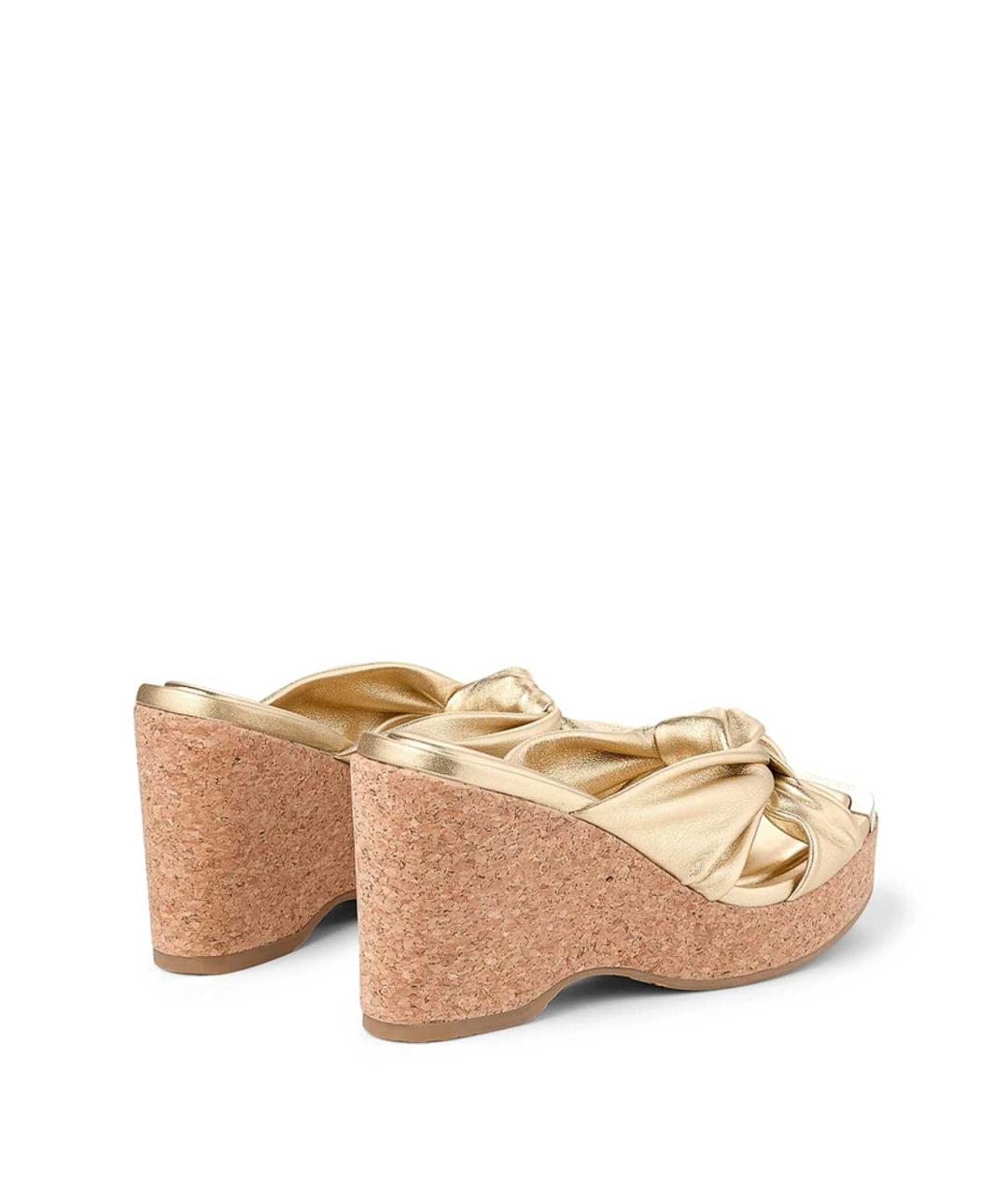 JIMMY CHOO Золотые кожаные сабо, фото 4