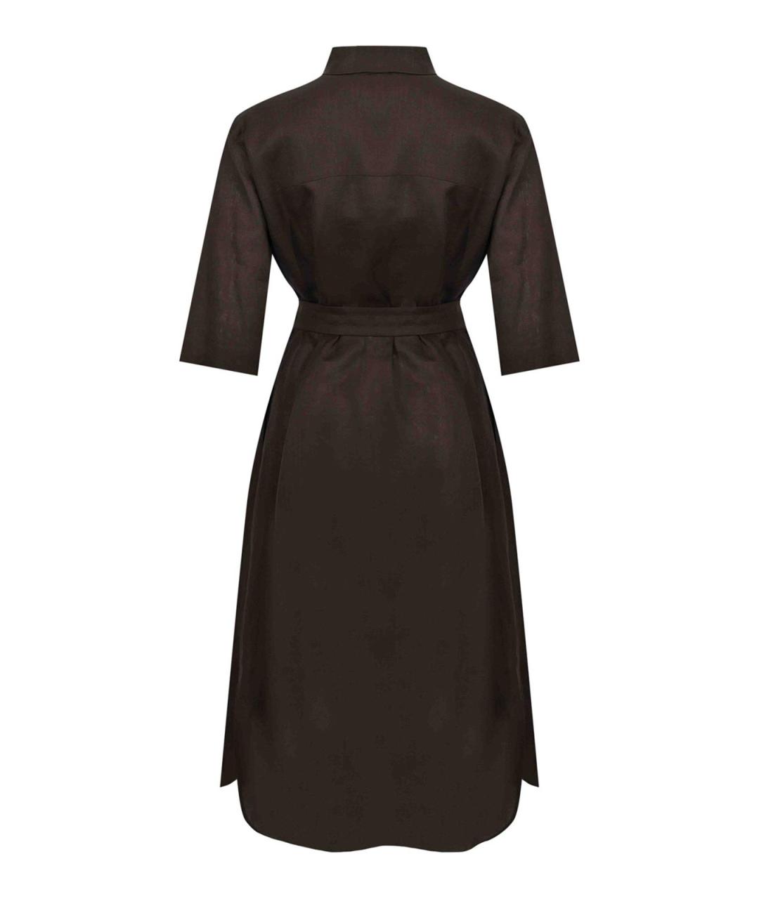 MM6 MAISON MARGIELA Коричневое льняное повседневное платье, фото 2