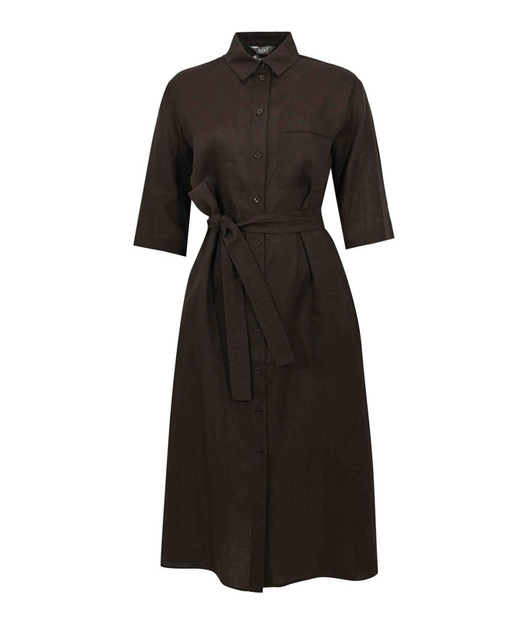 MM6 MAISON MARGIELA Коричневое льняное повседневное платье, фото 1