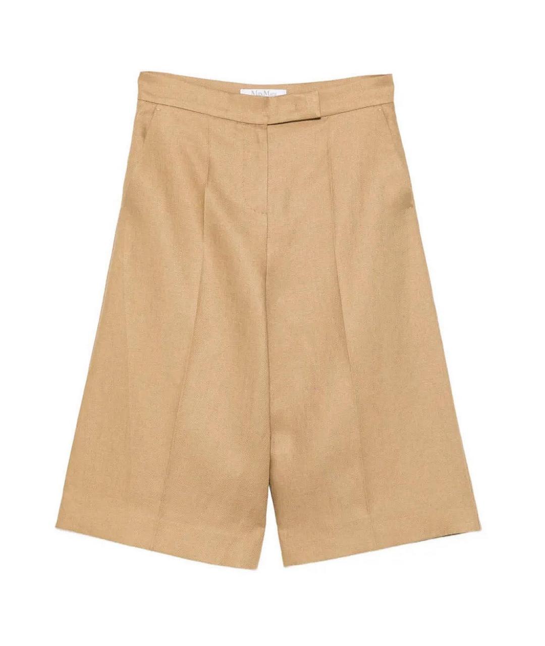 MAX MARA Бежевые льняные шорты, фото 1
