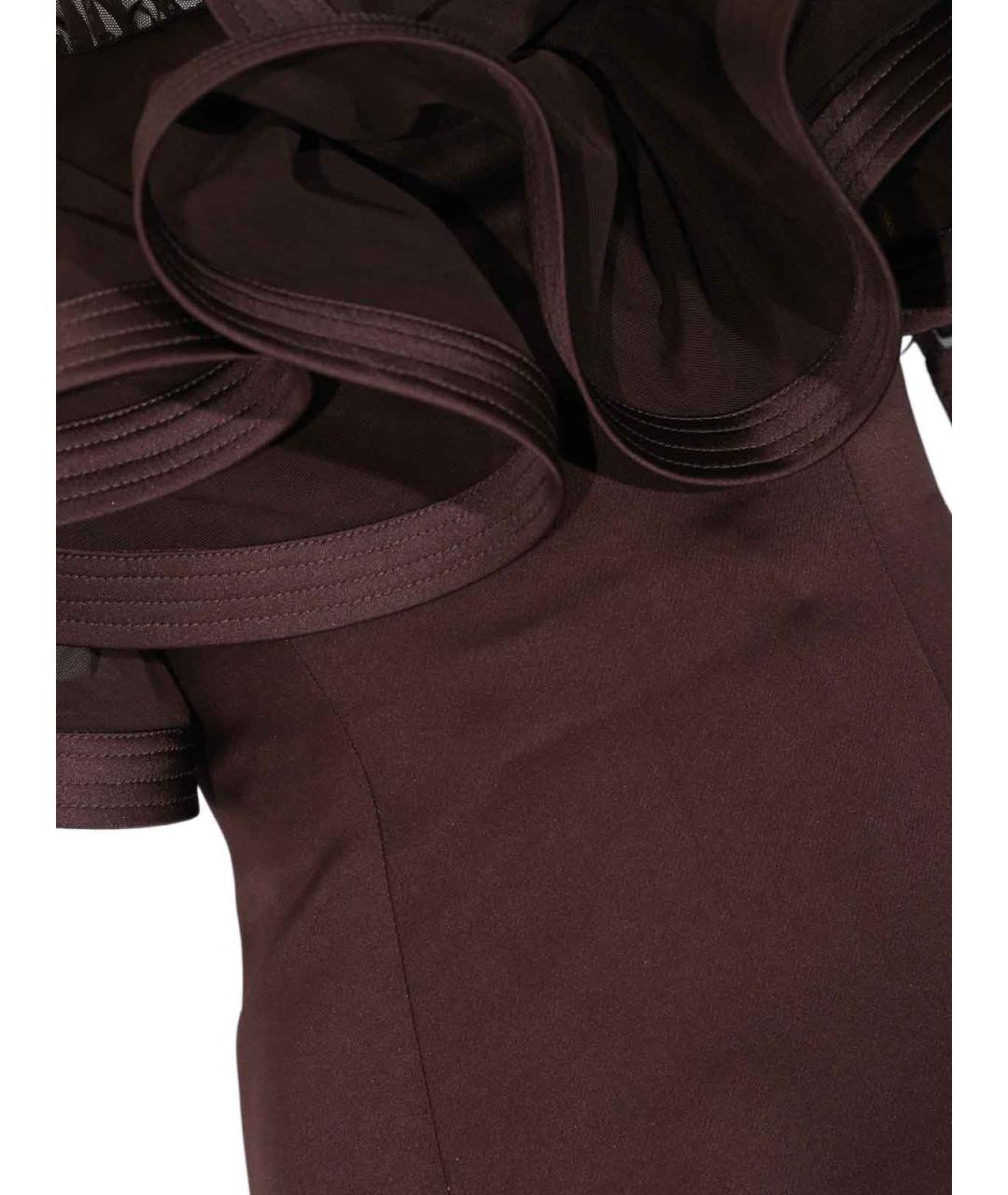 ELISABETTA FRANCHI Коричневое полиэстеровое вечернее платье, фото 3