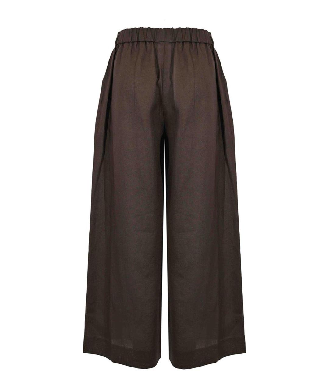 MM6 MAISON MARGIELA Коричневые льняные брюки широкие, фото 2