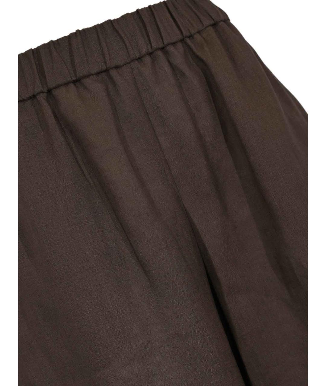 MM6 MAISON MARGIELA Коричневые льняные брюки широкие, фото 3