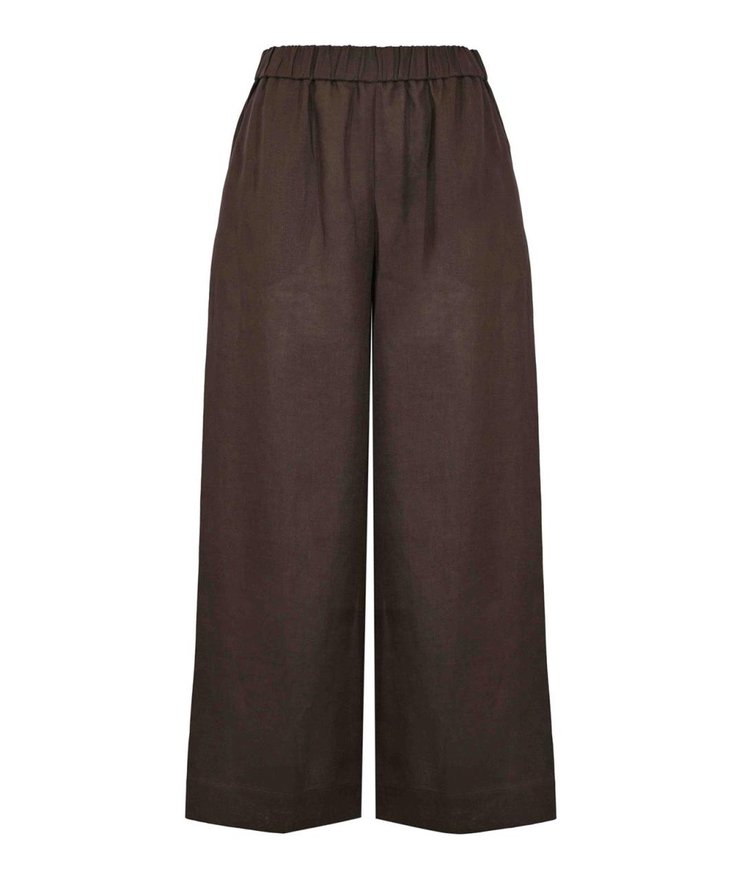 MM6 MAISON MARGIELA Коричневые льняные брюки широкие, фото 1