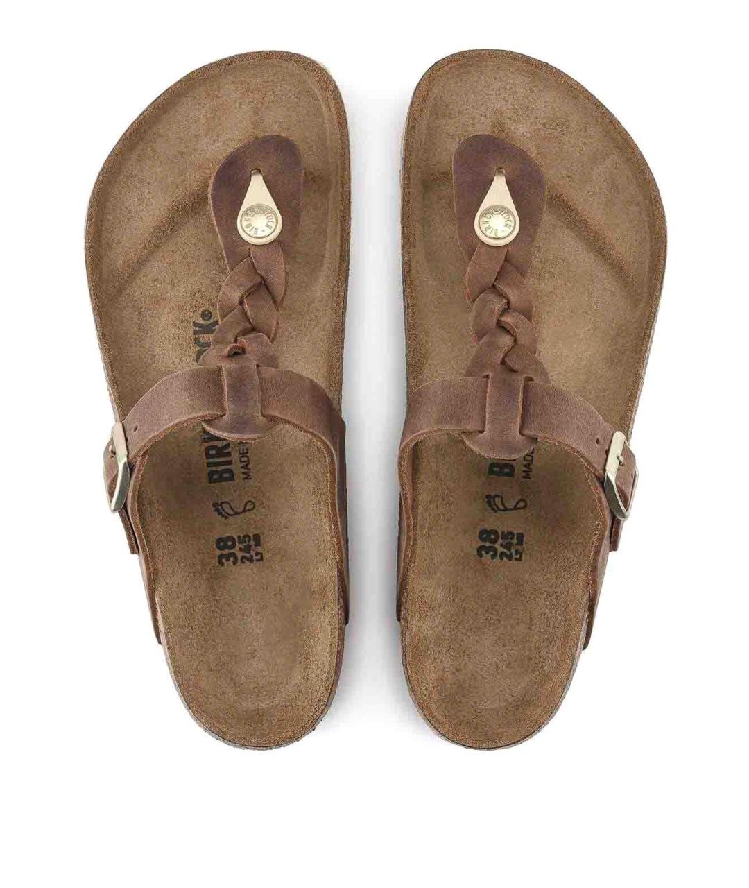 BIRKENSTOCK Коричневые кожаные шлепанцы, фото 3