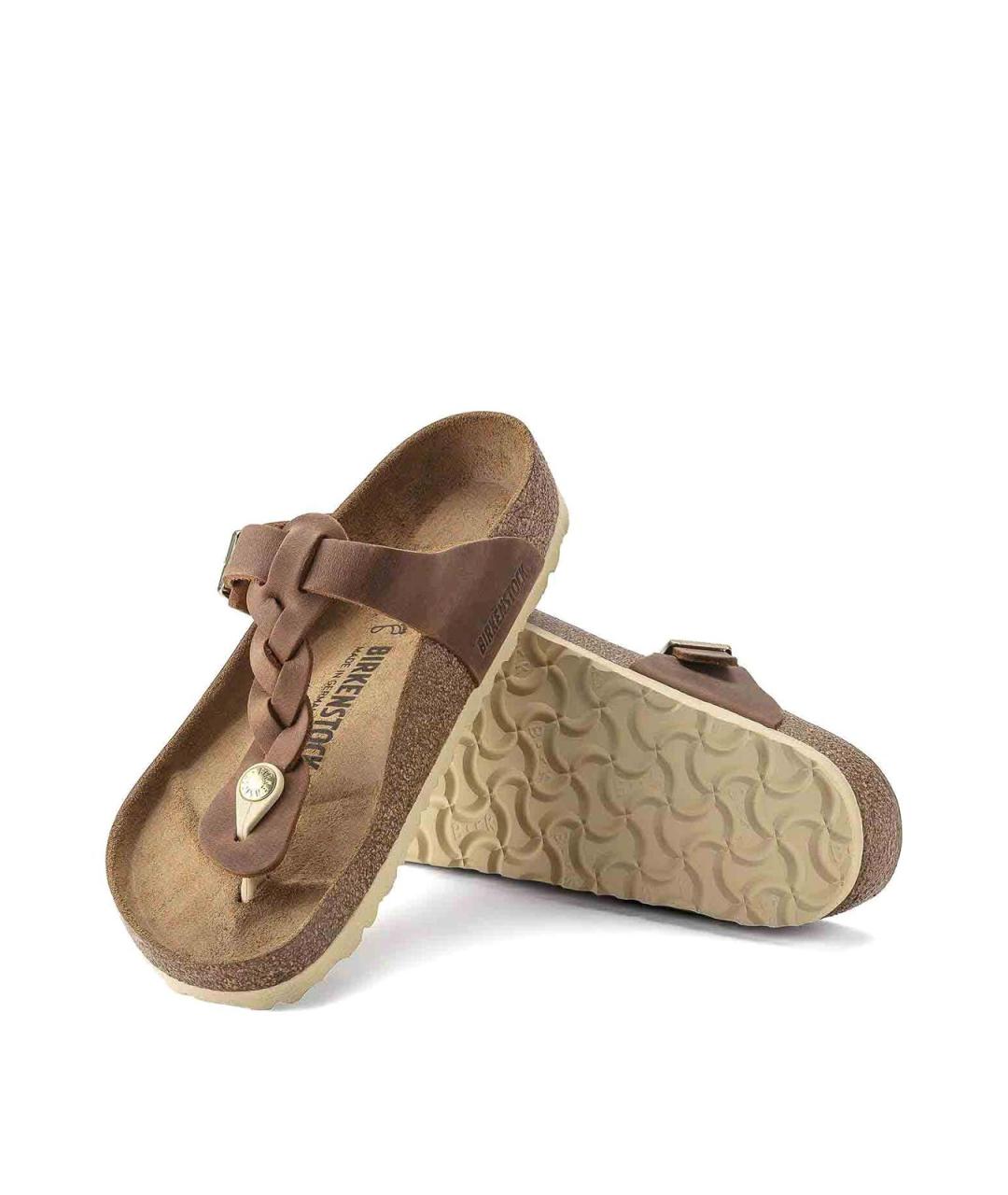 BIRKENSTOCK Коричневые кожаные шлепанцы, фото 2