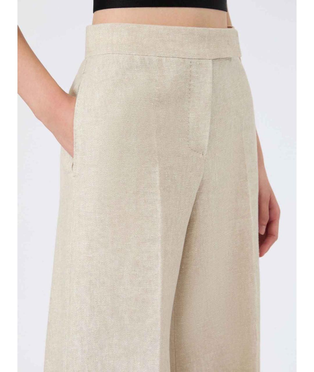 MAX MARA Бежевые льняные спортивные брюки и шорты, фото 3
