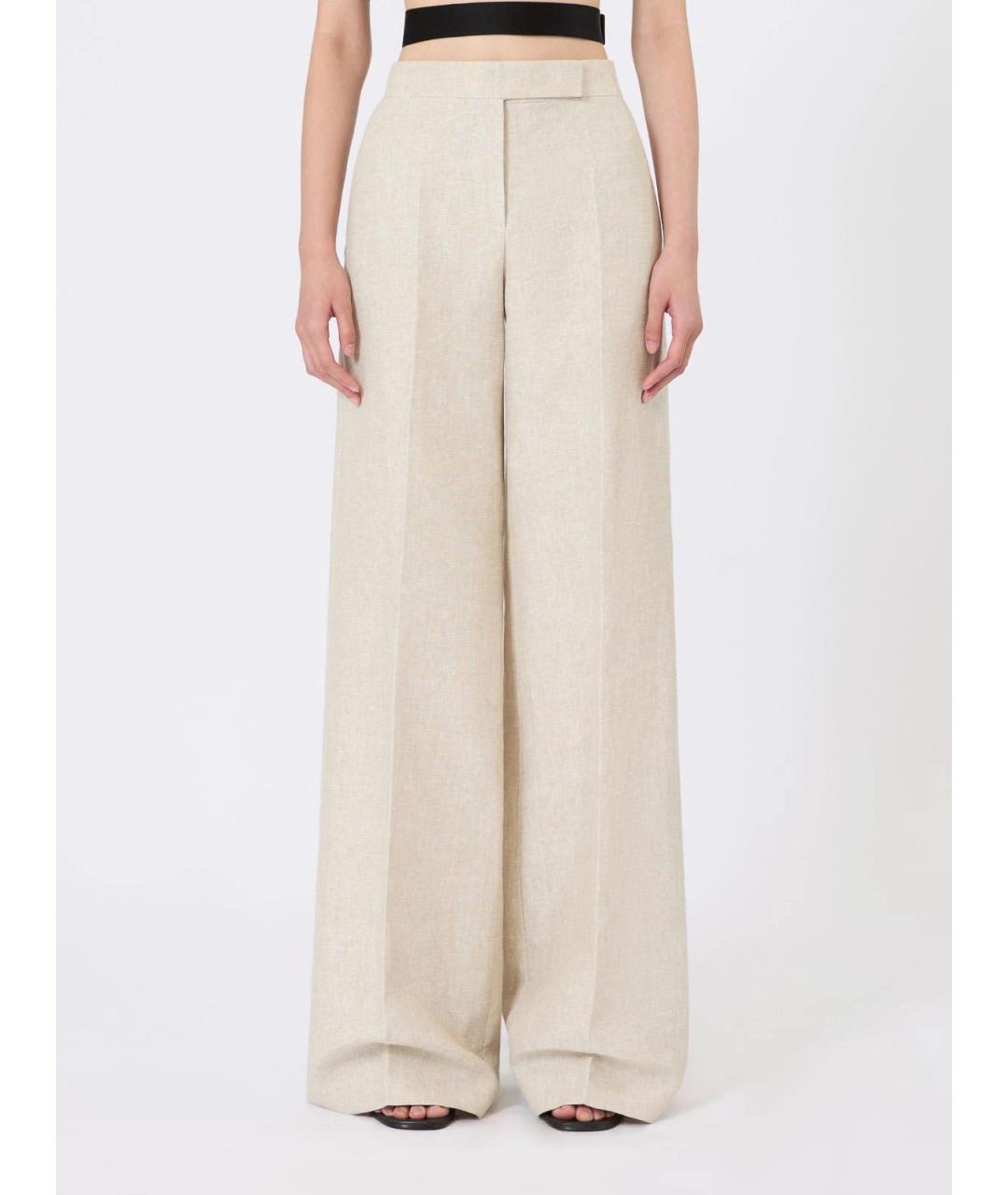 MAX MARA Бежевые льняные спортивные брюки и шорты, фото 2