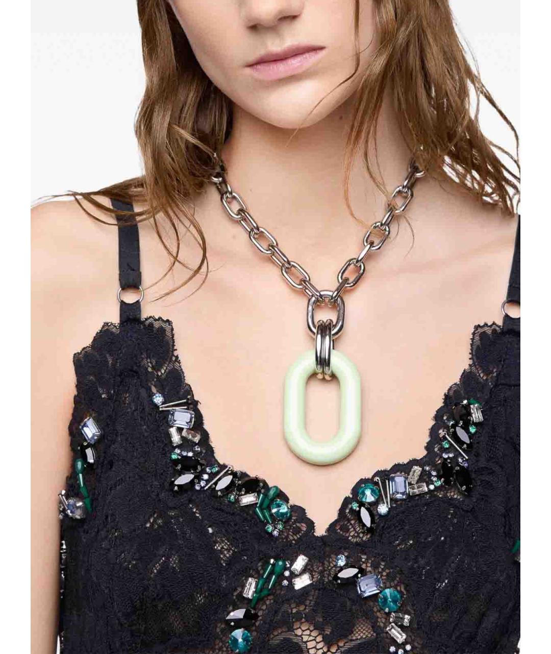 PACO RABANNE Зеленое металлическое колье, фото 2