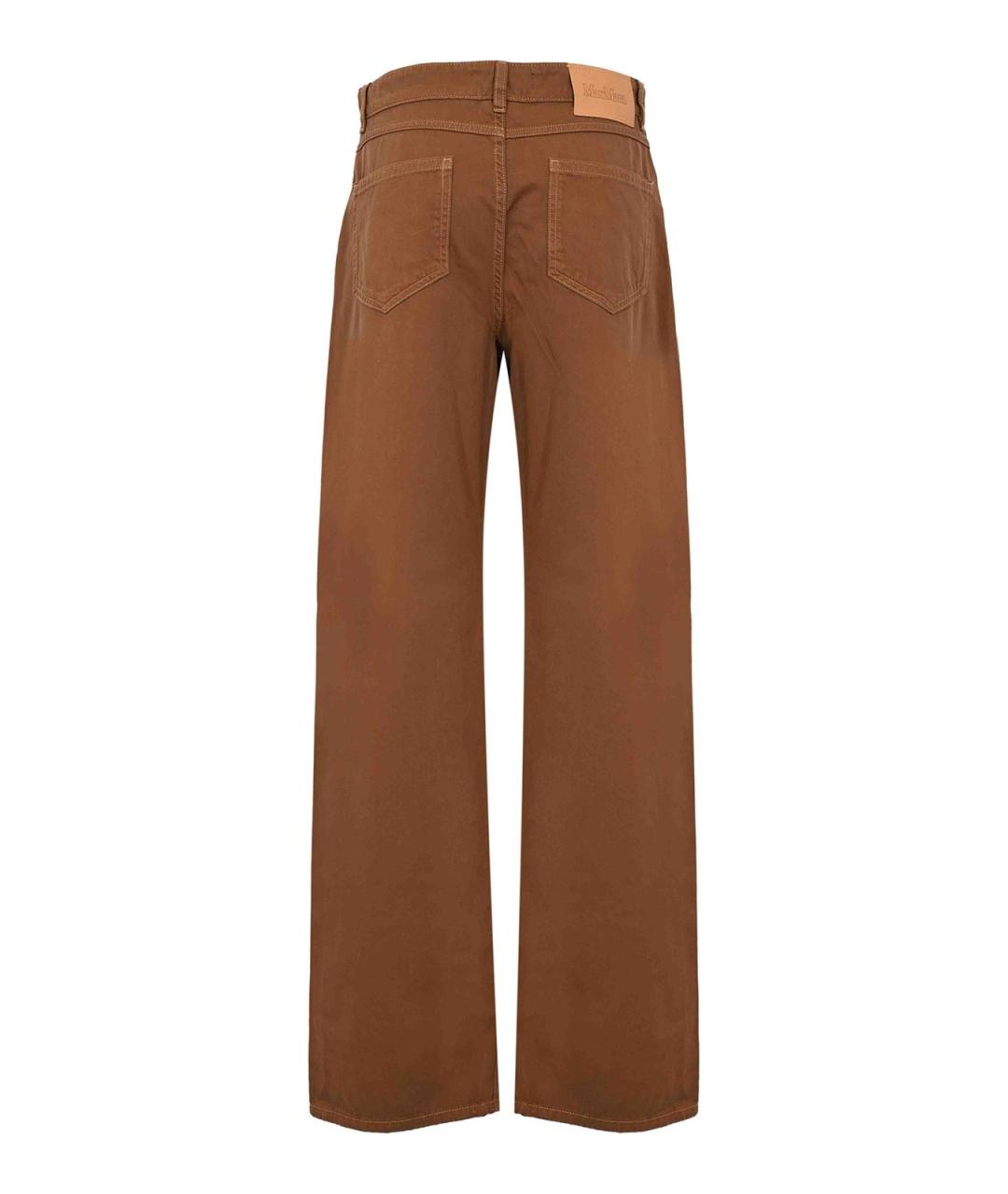 MAX MARA STUDIO Коричневые хлопковые прямые брюки, фото 2