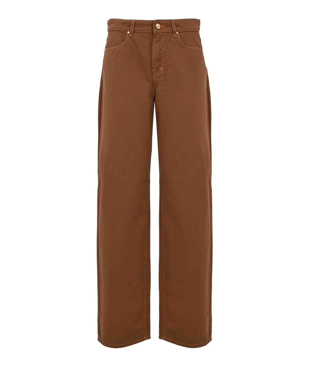 MAX MARA STUDIO Коричневые хлопковые прямые брюки, фото 1