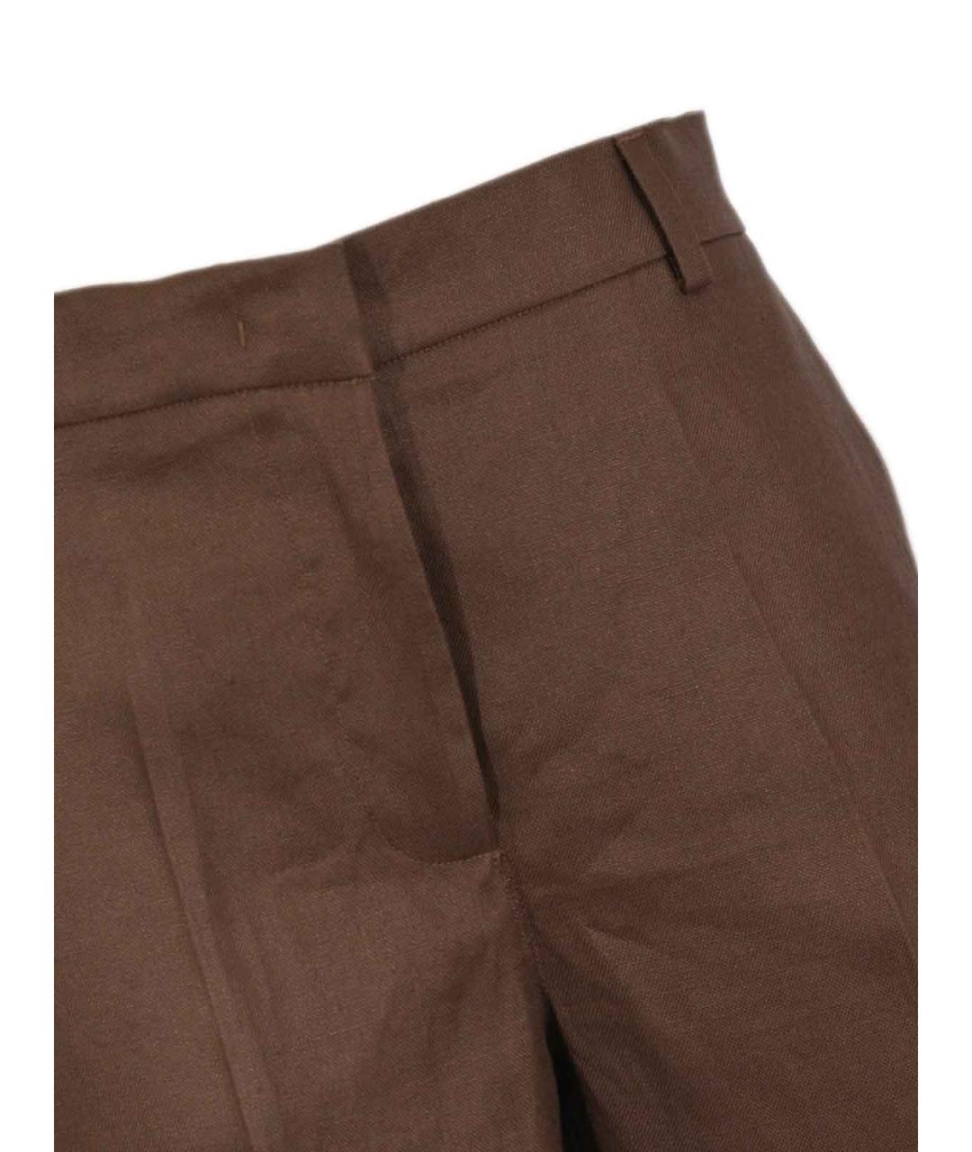 WEEKEND MAX MARA Коричневые льняные брюки широкие, фото 3