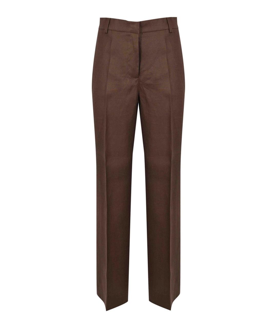 WEEKEND MAX MARA Коричневые льняные брюки широкие, фото 1