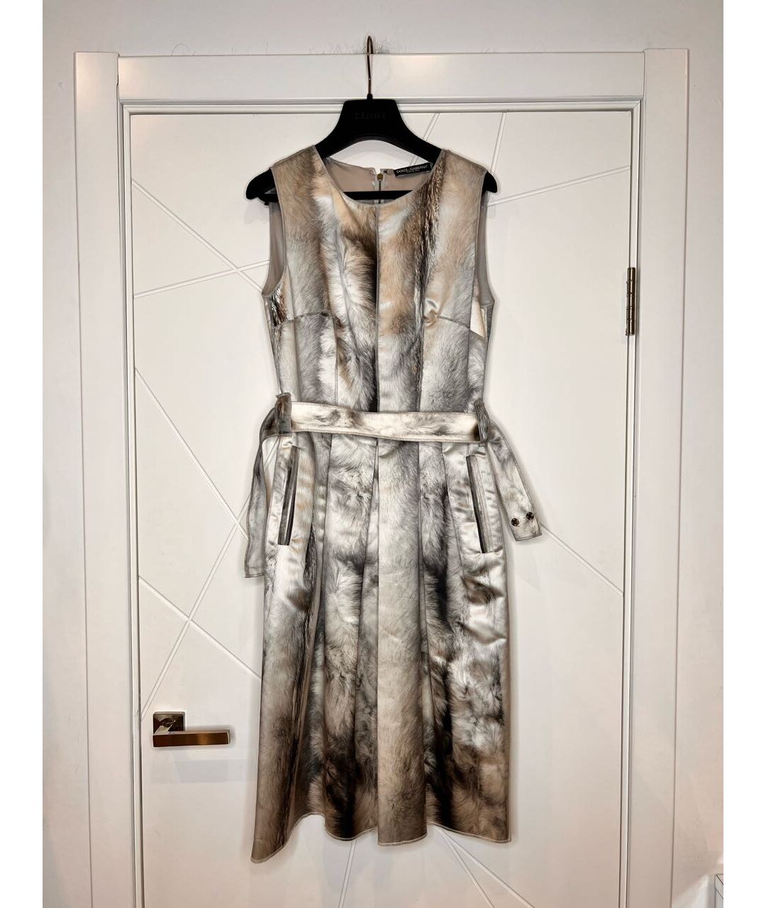 DOLCE&GABBANA Серебряное шелковое платье, фото 6