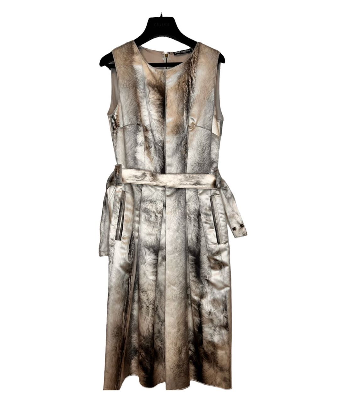 DOLCE&GABBANA Серебряное шелковое платье, фото 9