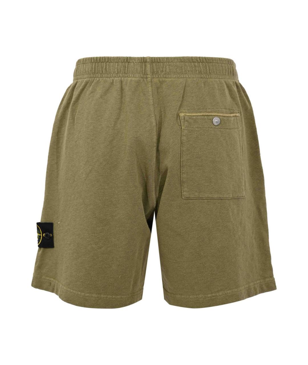 STONE ISLAND Зеленые хлопковые шорты, фото 2